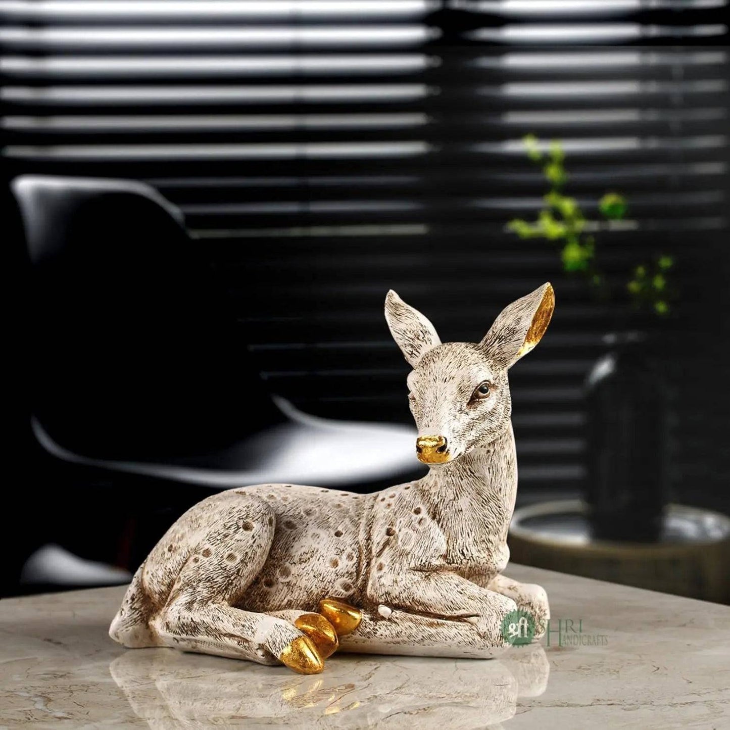 Deer Statue Showpiece Table Accent Collectible Figurines Handcrafted Wild Animal Statue - Decorwala