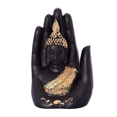 Handcrafted Palm Buddha Showpiece (12.5 cm x 7.5 cm x 17.5 cm ) - Decorwala