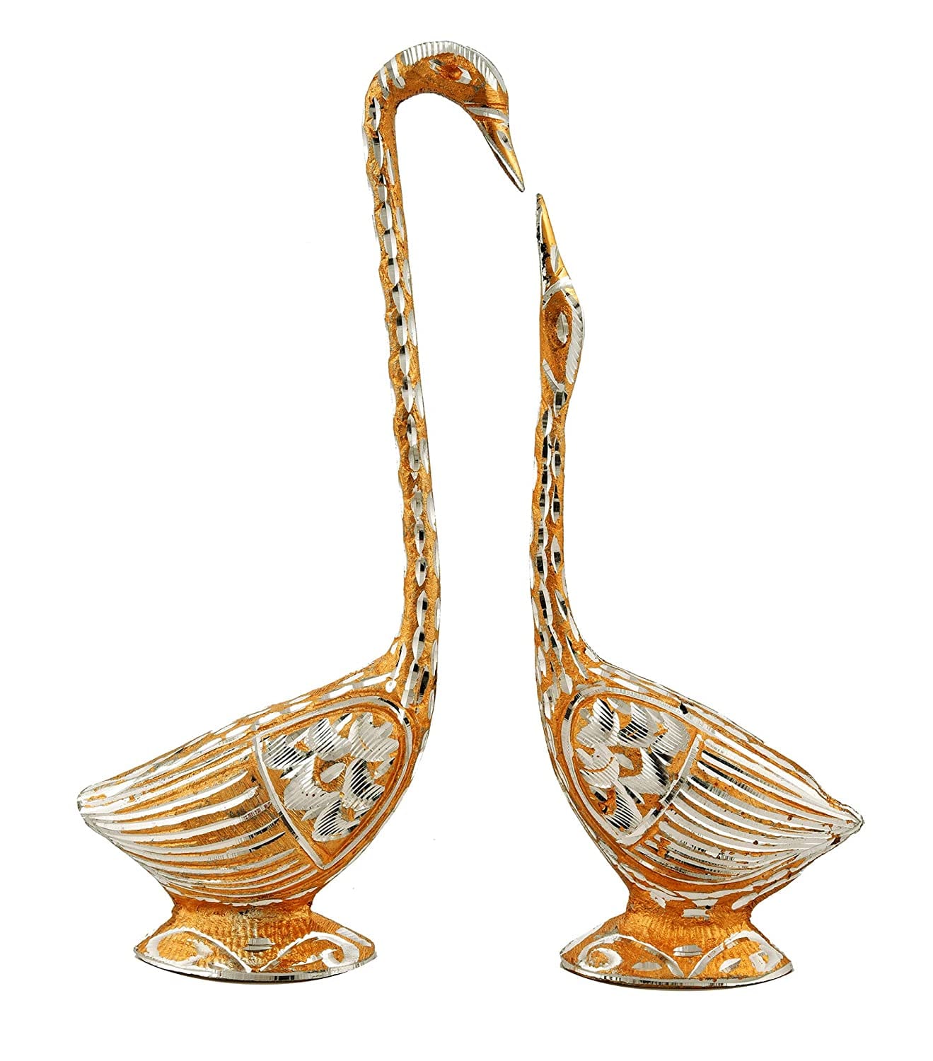 Pair of Kissing Duck Showpiece - 29 cm (Aluminium, Golden) - Decorwala