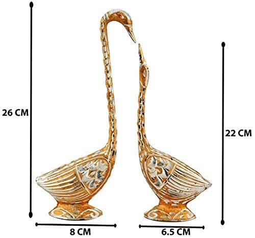 Pair of Kissing Duck Showpiece - 29 cm (Aluminium, Golden) - Decorwala