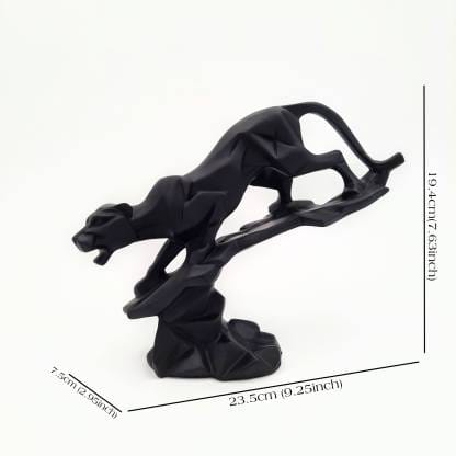 Stunning Black Panther Statue For Home Decor leopard animal sculpture Decorative Showpiece - 19.4 cm (Polyresin, Black) - Decorwala