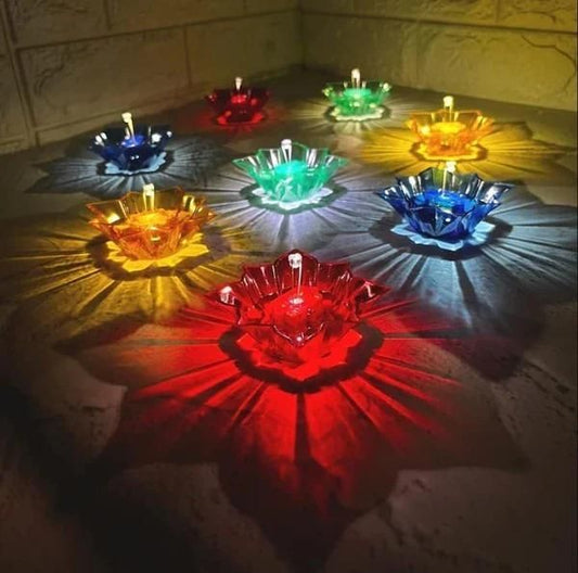 3D Reusable Reflective Shadow Colourful Diya (Pack of 4/12/24) - Decorwala