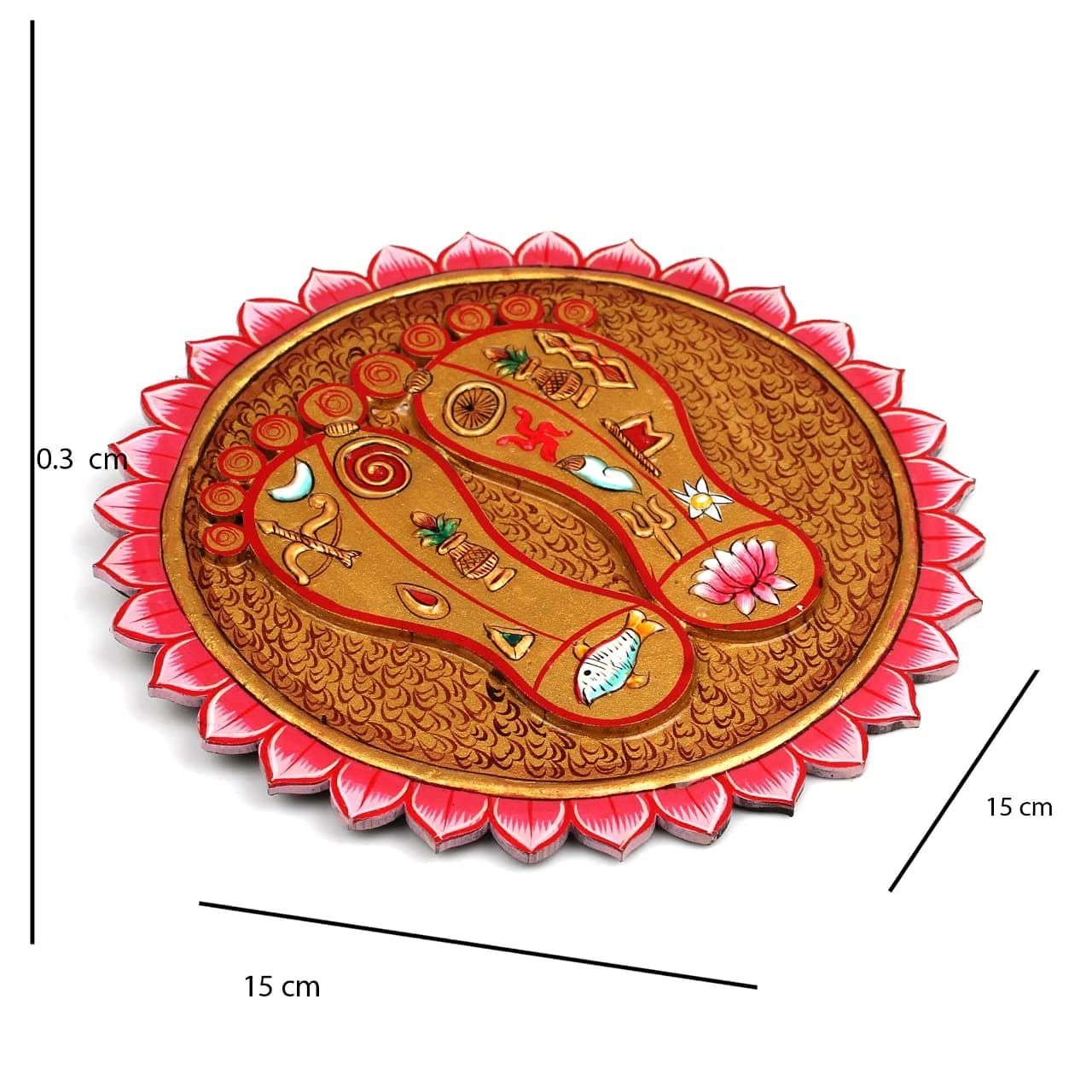 Decorative Laxmi Charan for Pooja Temples Wall Décor Hand Painted Laxmi Lottus Feet/Paduka - Decorwala