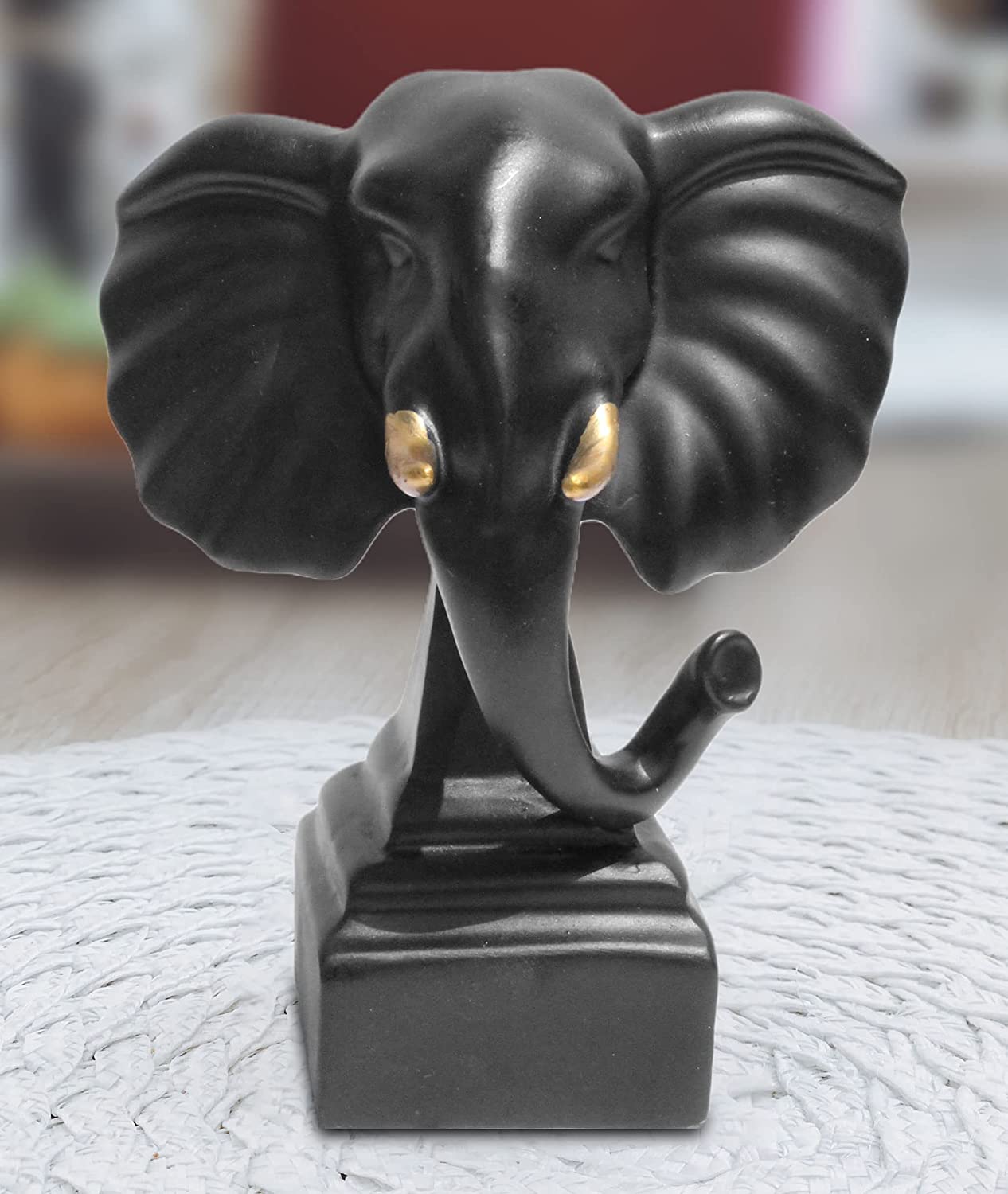 Elephant face - Black showpiece for Home Decor - Decorwala