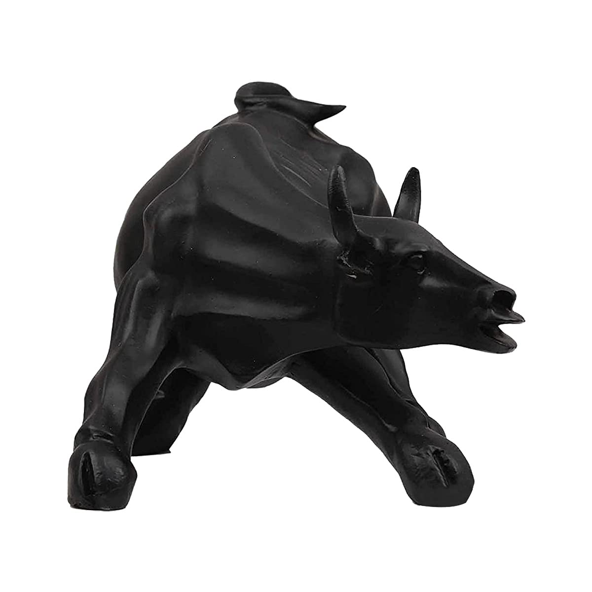 Geometric Bull Resin Statue Home Decor for Gift Items I Stock Market I Wall Street Charging Bull I (10", Black), 1 Piece - Decorwala