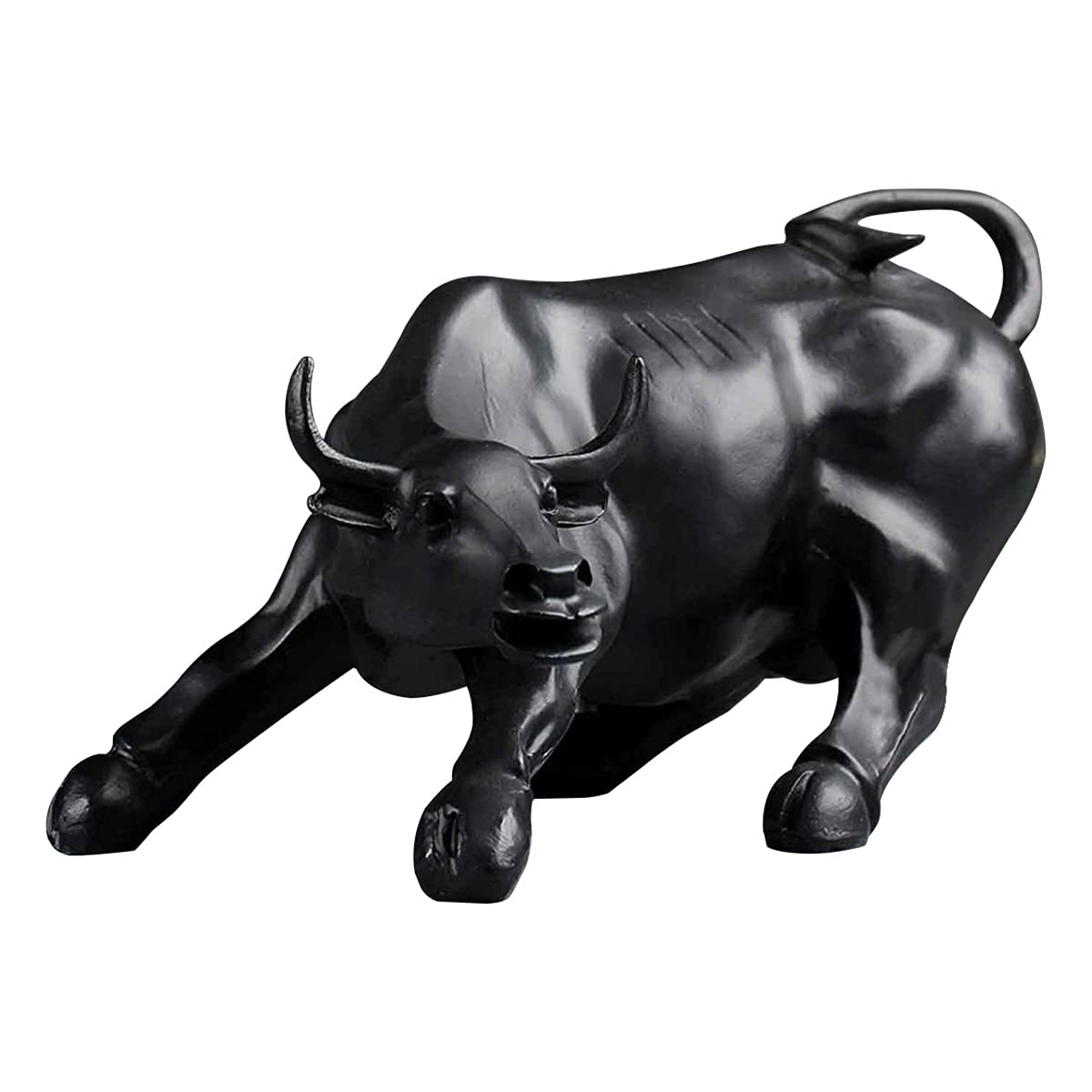 Geometric Bull Resin Statue Home Decor for Gift Items I Stock Market I Wall Street Charging Bull I (10", Black), 1 Piece - Decorwala