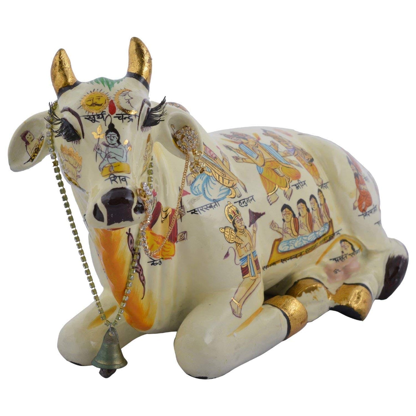 Sitting Kamdhenu Cow Polyresin Statue (27x12 x15 cm) BIG SIZE 10 Inch - Decorwala